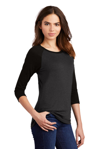 District Women's Perfect Tri 3/4-Sleeve Raglan (Black/ Black Frost)