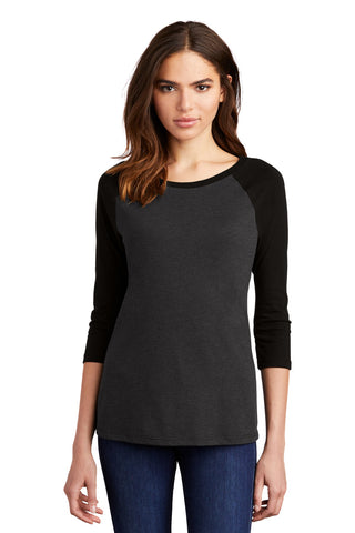 District Women's Perfect Tri 3/4-Sleeve Raglan (Black/ Black Frost)