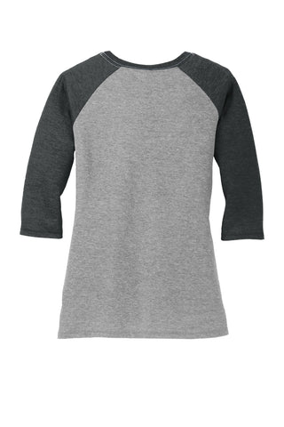 District Women's Perfect Tri 3/4-Sleeve Raglan (Black Frost/ Grey Frost)