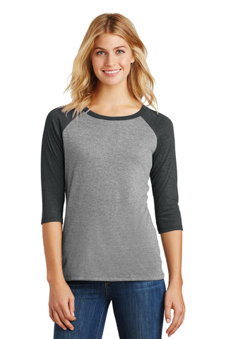 District Women's Perfect Tri 3/4-Sleeve Raglan (Black Frost/ Grey Frost)