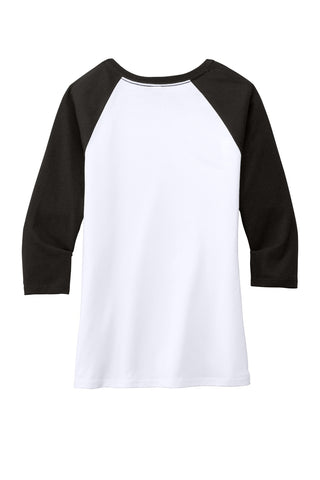 District Women's Perfect Tri 3/4-Sleeve Raglan (Black/ White)