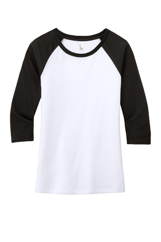 District Women's Perfect Tri 3/4-Sleeve Raglan (Black/ White)