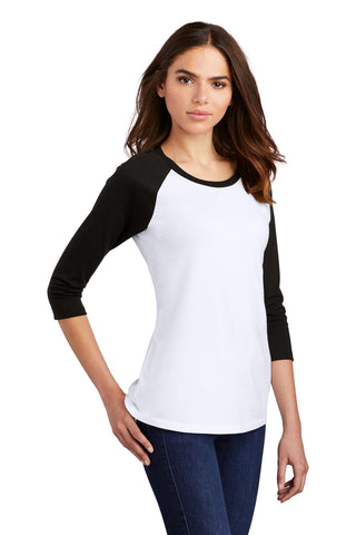 District Women's Perfect Tri 3/4-Sleeve Raglan (Black/ White)