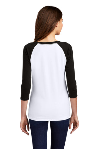 District Women's Perfect Tri 3/4-Sleeve Raglan (Black/ White)