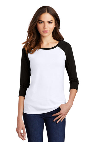 District Women's Perfect Tri 3/4-Sleeve Raglan (Black/ White)