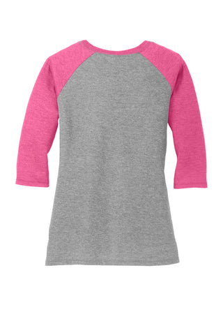 District Women's Perfect Tri 3/4-Sleeve Raglan (Fuchsia Frost/ Grey Frost)