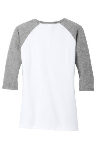 District Women's Perfect Tri 3/4-Sleeve Raglan (Grey Frost/ White)