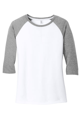 District Women's Perfect Tri 3/4-Sleeve Raglan (Grey Frost/ White)