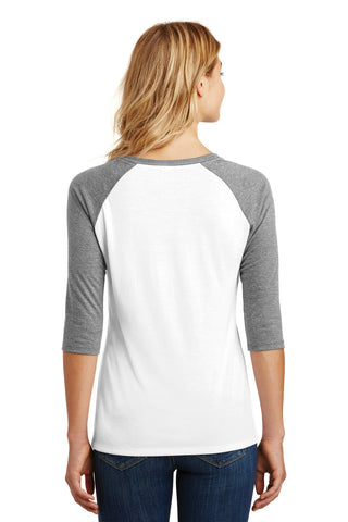 District Women's Perfect Tri 3/4-Sleeve Raglan (Grey Frost/ White)