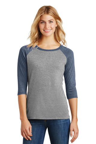 District Women's Perfect Tri 3/4-Sleeve Raglan (Navy Frost/ Grey Frost)