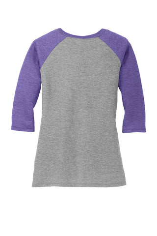 District Women's Perfect Tri 3/4-Sleeve Raglan (Purple Frost/ Grey Frost)