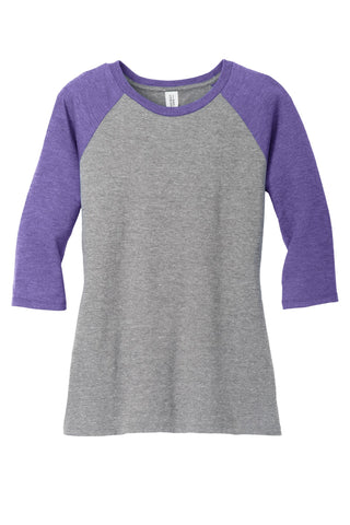 District Women's Perfect Tri 3/4-Sleeve Raglan (Purple Frost/ Grey Frost)