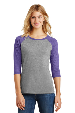 District Women's Perfect Tri 3/4-Sleeve Raglan (Purple Frost/ Grey Frost)