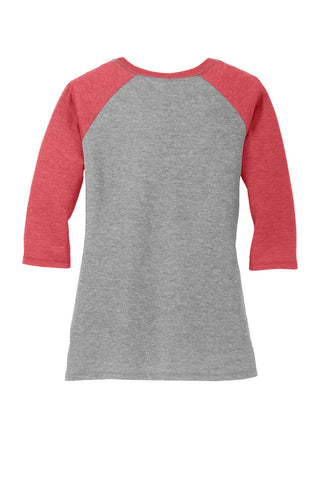 District Women's Perfect Tri 3/4-Sleeve Raglan (Red Frost/ Grey Frost)