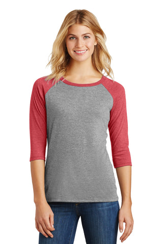 District Women's Perfect Tri 3/4-Sleeve Raglan (Red Frost/ Grey Frost)