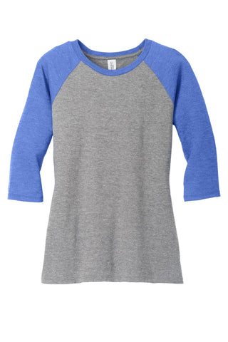 District Women's Perfect Tri 3/4-Sleeve Raglan (Royal Frost/ Grey Frost)