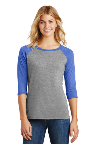 District Women's Perfect Tri 3/4-Sleeve Raglan (Royal Frost/ Grey Frost)