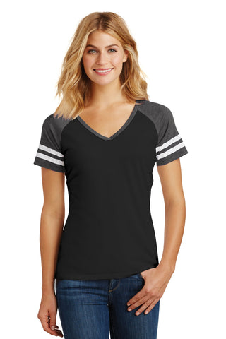 District Women's Game V-Neck Tee (Black/ Heathered Charcoal)