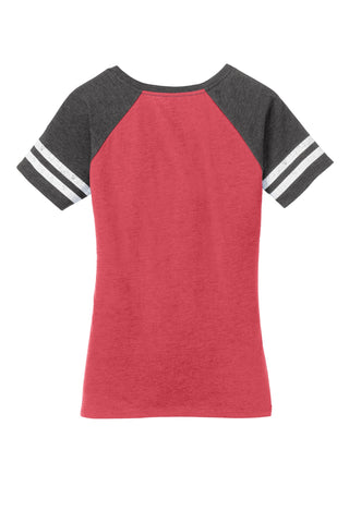 District Women's Game V-Neck Tee (Heathered Red/ Heathered Charcoal)