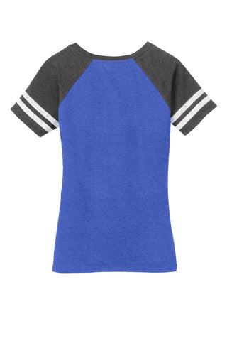 District Women's Game V-Neck Tee (Heathered True Royal/ Heathered Charcoal)