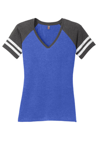 District Women's Game V-Neck Tee (Heathered True Royal/ Heathered Charcoal)