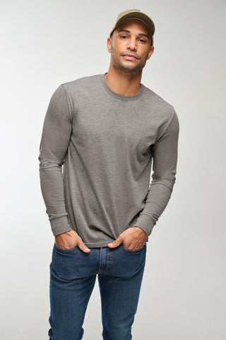 District Perfect Blend CVC Long Sleeve Tee (Light Heather Grey)