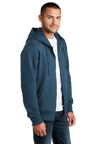 District Perfect Weight Fleece Full-Zip Hoodie (Heathered Poseidon Blue)