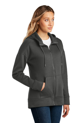 District Women's Perfect Weight Fleece Drop Shoulder Full-Zip Hoodie (Charcoal)