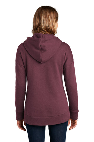 District Women's Perfect Weight Fleece Drop Shoulder Full-Zip Hoodie (Heathered Loganberry)