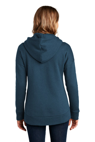 District Women's Perfect Weight Fleece Drop Shoulder Full-Zip Hoodie (Heathered Poseidon Blue)