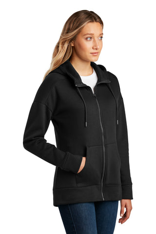 District Women's Perfect Weight Fleece Drop Shoulder Full-Zip Hoodie (Jet Black)