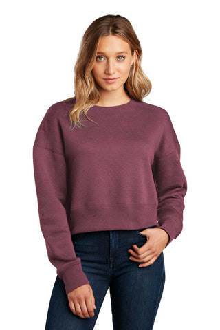 District Women's Perfect Weight Fleece Cropped Crew (Heathered Loganberry)