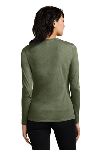District Women's Perfect Blend CVC Long Sleeve Tee (Heathered Olive)