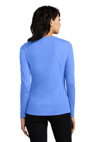 District Women's Perfect Blend CVC Long Sleeve Tee (Heathered Royal)