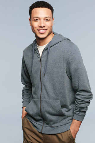 District Perfect Tri Fleece Full-Zip Hoodie (Heathered Charcoal)