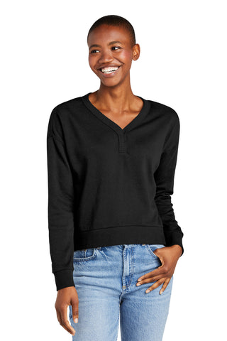 District Women's Perfect Tri Fleece V-Neck Sweatshirt (Black)