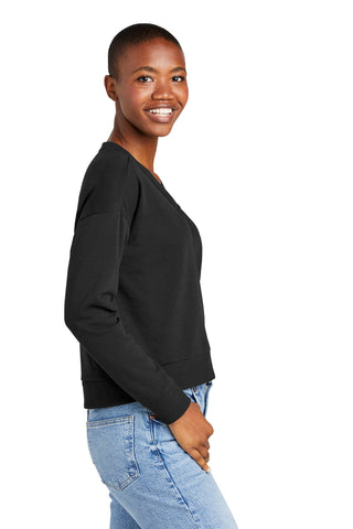 District Women's Perfect Tri Fleece V-Neck Sweatshirt (Black)