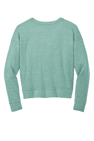 District Women's Perfect Tri Fleece V-Neck Sweatshirt (Heathered Eucalyptus Blue)