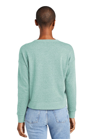 District Women's Perfect Tri Fleece V-Neck Sweatshirt (Heathered Eucalyptus Blue)