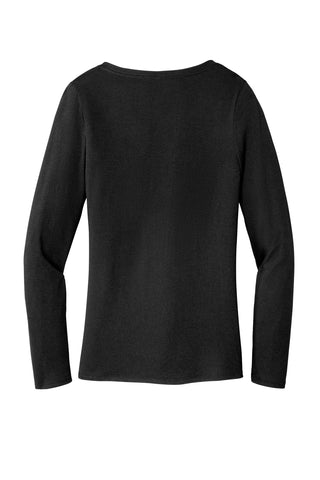 District Women's Perfect Tri Long Sleeve V-Neck Tee (Black)