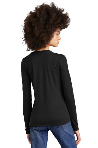 District Women's Perfect Tri Long Sleeve V-Neck Tee (Black)