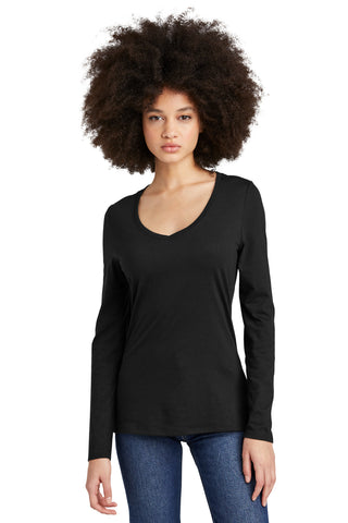 District Women's Perfect Tri Long Sleeve V-Neck Tee (Black)