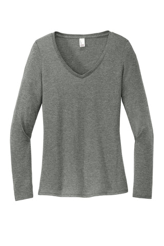 District Women's Perfect Tri Long Sleeve V-Neck Tee (Heathered Charcoal)