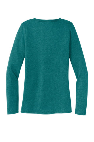 District Women's Perfect Tri Long Sleeve V-Neck Tee (Heathered Teal)