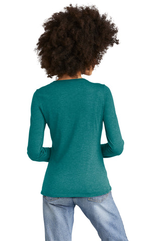 District Women's Perfect Tri Long Sleeve V-Neck Tee (Heathered Teal)