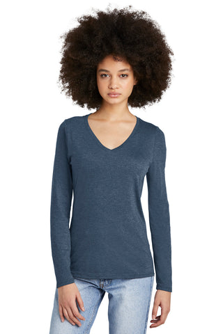 District Women's Perfect Tri Long Sleeve V-Neck Tee (Navy Frost)