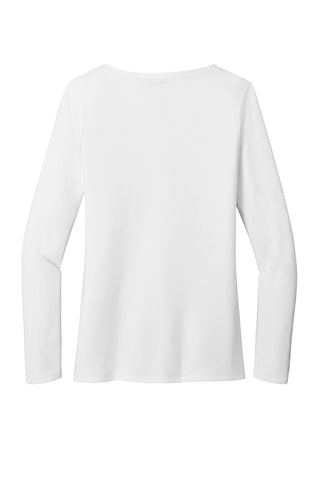 District Women's Perfect Tri Long Sleeve V-Neck Tee (White)