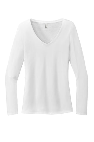 District Women's Perfect Tri Long Sleeve V-Neck Tee (White)