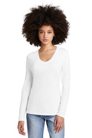 District Women's Perfect Tri Long Sleeve V-Neck Tee (White)