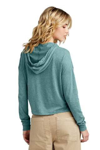 District Women's Perfect Tri Midi Long Sleeve Hoodie (Heathered Eucalyptus Blue)